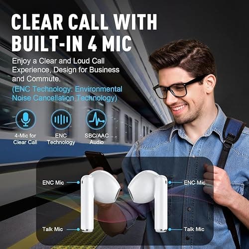 Wireless Earbuds, Bluetooth 5.4 in Ear Headphones with Noise Cancelling Mic, 48H Playtime HiFi Stereo Bluetooth Earphones, IPX8 Waterproof Touch Control True Wireless Headphones for iPhone/Android/IOS thumbnail 4