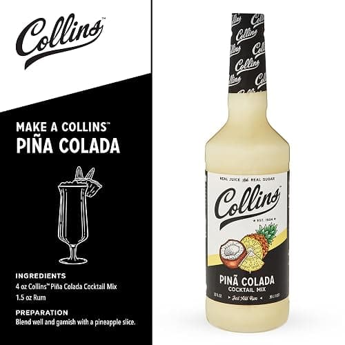 Collins Pina Colada Mix | Made With Real Pineapple Juice, Coconut and Other Natural Flavors | Tropical Cocktail Mixer, Home Bar accessories Cocktail Mixers, 32 fl oz thumbnail 4
