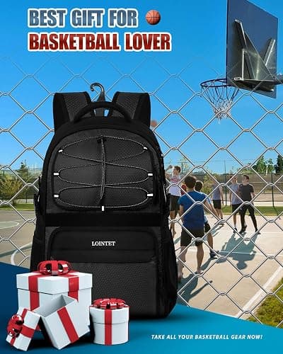LOINTET Basketball Bag Backpack with Ball Holder Shoes Compartment, Large Basketball Accessories Sports Bag thumbnail 6