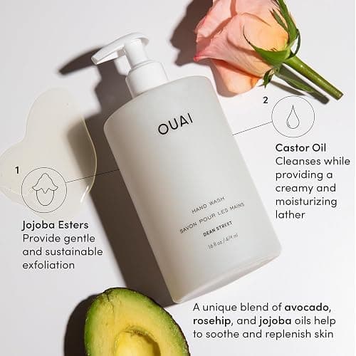 OUAI Hand Wash, Dean Street - Liquid Hand Soap with Jojoba, Avocado, & Rose Hip Oil for Replenished Skin - Gentle Exfoliating Kitchen & Bathroom Soap (16 Fl Oz) thumbnail 3