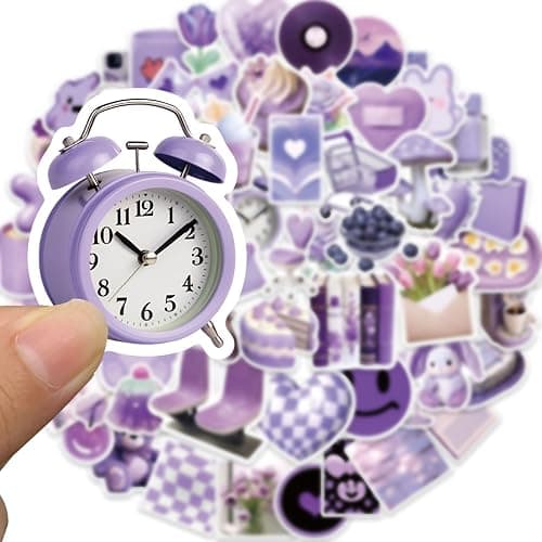 Aesthetic Purple Stickers for Water Bottle,56pcs Cute Aesthetic Stickers for Kids Girls Teens,Waterproof Vinyl Decals for Laptop Journal Scrapbooking Party Favors(Purple) thumbnail 2