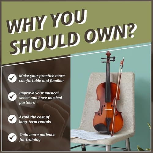 GODECOR 4/4 Acoustic Violin, Full Size Acoustic Violin Set for Beginner Adults Teens with Case,Bow, Rosin (Natural) thumbnail 3