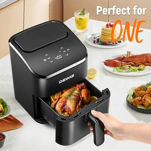DEIME Air Fryer, Small Digital 2.8 Qt Airfryer Space Saving Compact, Bake, Reheat, Roasts for Quick Easy Meals, Mini Compact & Quiet, Nonstick & Dishwasher Safe Basket (Black) thumbnail 2