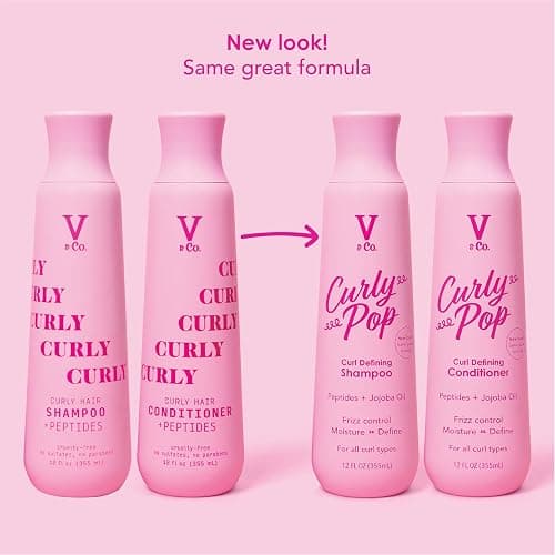 V&Co. Beauty Curly Hair Shampoo & Conditioner Set (12 Oz. Each) with Peptide Technology, Enhances Curl Definition, Sulfate Free Conditioner and Shampoo for Naturally Curly Hair, Gentle, Color Safe thumbnail 2