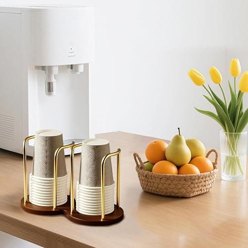 Wood Bathroom Cup Holder 3oz-8oz, Stylish Walnut Disposable Cup Dispenser, Plastic Mouthwash Cup Storage Organizer for Cups (Under 3.35in Diameter) -Perfect for Office, Kitchen, Gym, School or Cafes thumbnail 6
