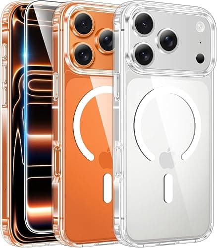 FNTCASE for iPhone 17 Pro-Max Case: Clear Magnetic Phone Cases with Screen Protector Compatible with Magsafe Slim Anti Yellowing Rugged Shockproof Protective Transparent Cell Cover (A-Clear) - Image 1