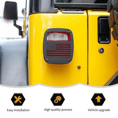 RT-TCZ Metal Tail Light Guards Covers for Rear Taillights 1987-2006 Jeep Wrangler YJ TJ Accessories (TJ-US Flag) thumbnail 6