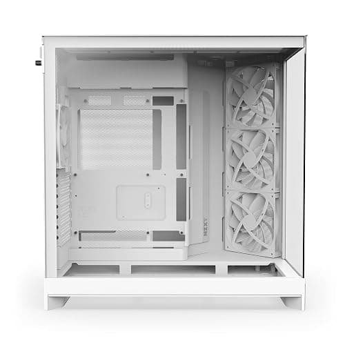 NZXT H9 Flow (2025) – Large Dual-Chamber ATX Mid-Tower Airflow PC Case – Includes 3 x 140mm & 1 x 120mm Fans – 420mm Radiator Support – Tempered Glass – Back-Connect Ready – White thumbnail 4