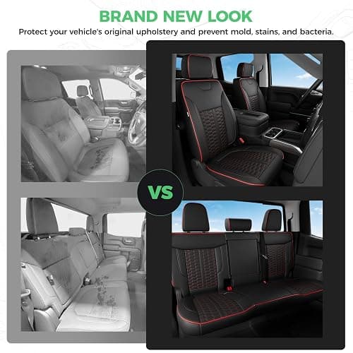 RIDEPOSH Custom Leather Seat Covers for Silverado/Sierra 1500 2019-2026, 2500HD 3500HD 2020-2026 Crew Cab Full Set with Jump Seat Cover,Truck Accessories thumbnail 6