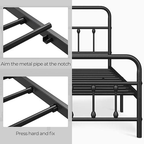 Yaheetech Classic Metal Platform Bed Frame Mattress Foundation with Victorian Style Iron-Art Headboard/Footboard/Under Bed Storage/No Box Spring Needed/Queen Size Black thumbnail 7