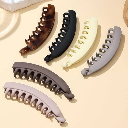 6 Pack 5 Inch Banana Hair Clips for Women Thin Fine Thick Hair,Strong Banana Claw Clips for Hair thumbnail 3