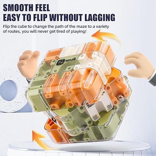 3D Rolling Ball Maze Cube, Large Labyrinth 3D Maze Cube Puzzle, Education Sensory Toys Spatial Awareness Brain Training Toy, Helps Relieve Stress and Cultivate Logical Thinking (Orange) thumbnail 6