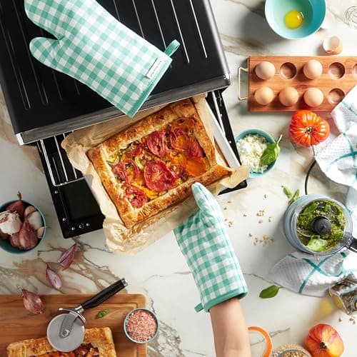 KitchenAid Gingham Oven Mitt 2-Pack Set, Aqua Sky, 7"x13" thumbnail 5