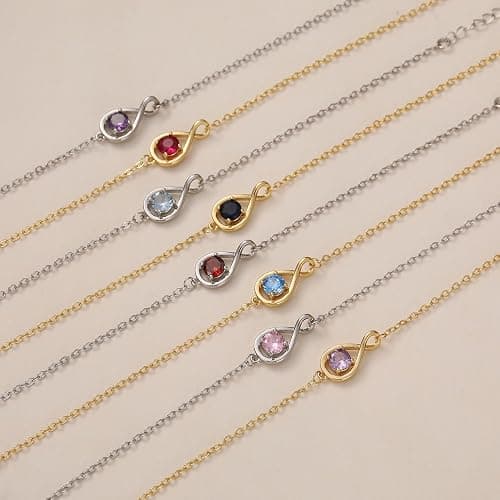 JSJOY Infinity Birthstone Bracelets for Women Unique Birthday Christmas Gifts for Women Mom Dainty Gold Silver Birthstone Bracelet Wedding Gifts thumbnail 3