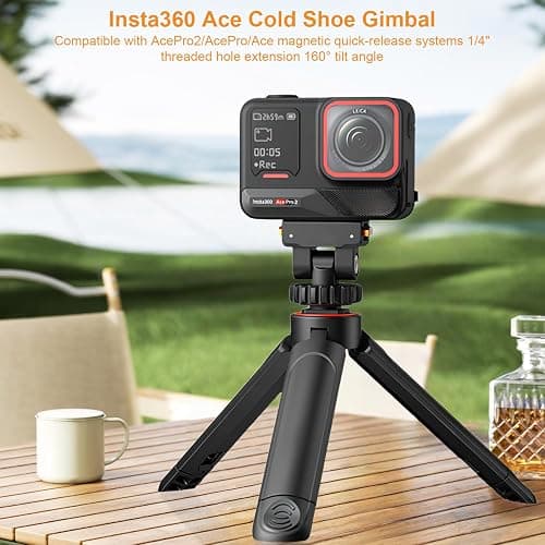 Desiontal Cold Shoe Adapter Mount with Magnetic Quick Mount Holder, 160 Tilt Adjustable, Universal Action Camera Accessory for Insta360 Ace Pro2 / AcePro / Ace, with 1/4" Screw Hole thumbnail 5