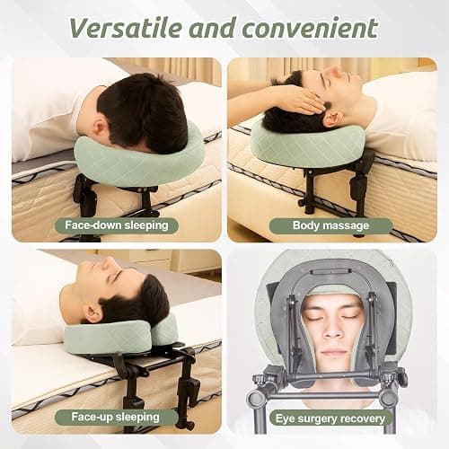 Massage Headrest for Bed, Head Holder & Face Cradle with Face Down Pillow | Extra Pillow Cover & 50 Disposable Cradle Covers, Armrest Kit with Massage Pillow, Portable Massage Table for 6-17" Mattress thumbnail 7