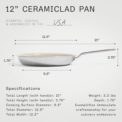 Made In Cookware - 3-Piece (Includes 8",10",12") Ceramic Non Stick Frying Pan Set (Stainless Handle) - 5-Ply Stainless Clad with Stay-Cool Handle - Professional Cookware thumbnail 6