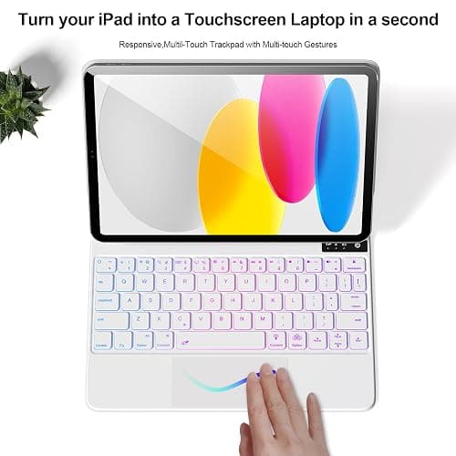 For iPad (A16) 11th &10th generation Case with Keyboard,Backlight Multi-Touch Trackpad for iPad 11th Gen 2025 11 inch&10th Gen 2022 10.9 inch, Magic-Style with Floating Cantilever Stand,T-White thumbnail 6