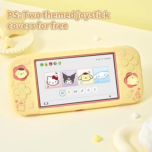 Kuitmor Protective Case for Switch Lite,Kawaii Switch Cover Case,Anti-Scratch Soft Silicone Protective Shell for Switch Lite 2019 with 2 Thumb Grip Caps - BDG thumbnail 4