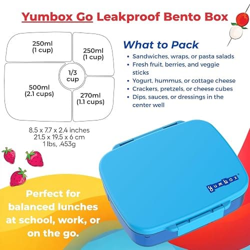 Yumbox Go Leakproof Bento Lunch Box, 5 Compartments, Sydney Pink | Deep Portioned Tray | Removable Silicone Gasket | Lightweight Design | Fits Most Lunch Bags | Food-Safe & BPA-Free thumbnail 4