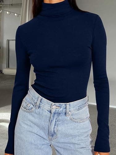 Trendy Queen Women's Turtleneck Long Sleeve Shirts Fall Fashion Basic Thermal Underwear Tops Winter Clothes 2025 thumbnail 6