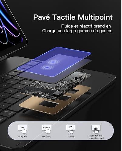 CELUI QUE JE PRÉFÈRE : Inateck Housse Clavier magnétique pour iPad 10e génération 10,9 pouces/11e génération 2025 A16 11 Pouces : Support Flottant, rétroéclairage 7 Couleurs et trackpad, KB09119-10 thumbnail 7