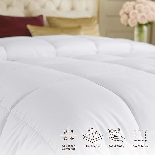Utopia Bedding Duvet Insert, Comforters Queen Size 88 x 88 Inches, White | Cozy All Season Comforter for Kids, Boys, Girls, and Teens, Down Alternative Fill, Soft Microfiber Shell, Machine Washable thumbnail 6