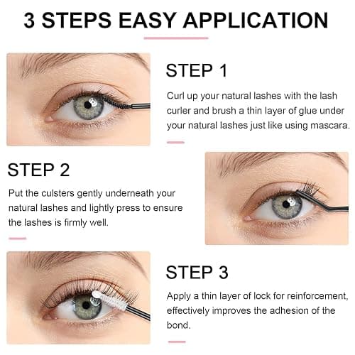 KISSXIAOYA Cluster Lashes Extensions, 144Pcs Individual Cluster Lashes D Curl 14mm, Wide Stem Cluster Eyelashes Soft Natural False Eyelashes Cluster DIY Eyelash Extension At Home (144pcs, 13mm) thumbnail 6