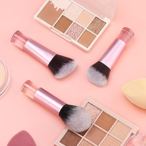 Yrarbil Foundation Contour Powder Brush Set, 3PCS Premium Travel Kabuki Makeup Brush for Blending Setting Buffing with Liquid, Powder and Cream thumbnail 7