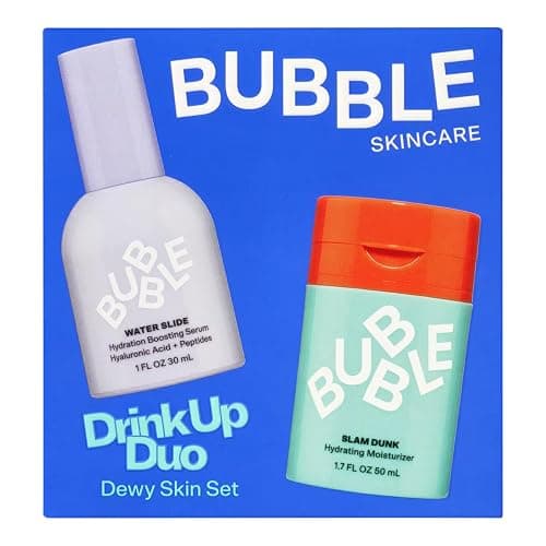 Bubble Skincare Drink Up Duo Dewy Skin Care Set - Travel Size Gift Set Includes Water Slide Hyaluronic Acid Serum & Slam Dunk Face Moisturizer - Promotes Healthy, Hydrated Skin (2 Count) thumbnail 2