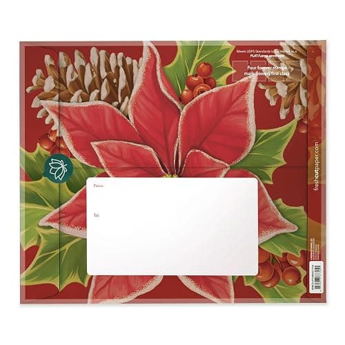 Freshcut Paper Pop Up Cards, Birch Poinsettia, 10 Inch Life Sized Forever Flower Bouquet 3D Popup Greeting Cards, Christmas Card, Holiday Card, Blank Notecard & Envelope - Birch Poinsettia thumbnail 3