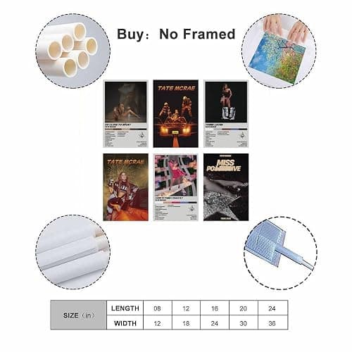 clould fitness A Set Of 6 Tate Poster Mcrae （Unframed） Music Album Cover Signed Limited Edition Poster Canvas Posters 08x12inch(20x30cm) Style-1 thumbnail 2