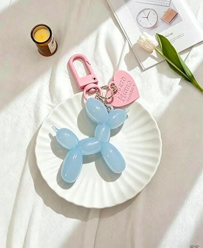 LAEKOU Jelly Balloon Dog Design Keychain for Women, Cute Girls Key Chain, Bag Charms Accessories for Car Purse Backpack thumbnail 4