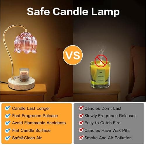 SupBri Dimmable Flower Candle Warmer Lamp, Pink Candle Warmer with Timer & 4Bulbs,Melts Warmer for Jar Candles Birthday Gifts for Women, House Warming Gifts New Home Bedroom Decor thumbnail 3