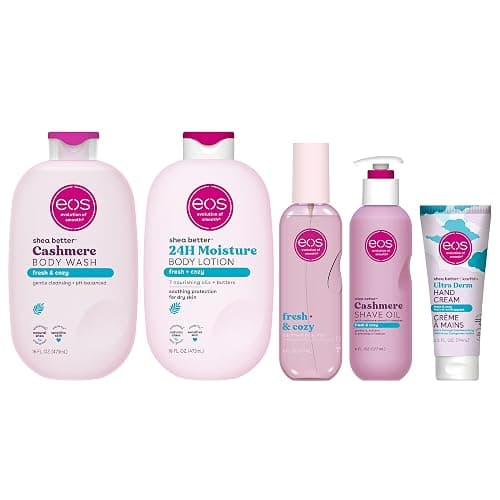 eos Fresh & Cozy Body Care Set - Body Lotion, Body Wash, Body Mist, Shave Oil, Hand Cream, 4-Piece Fragrance Layering Routine Bundle - Image 1