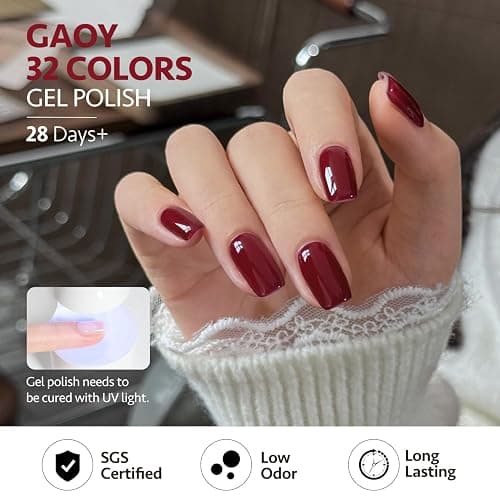 GAOY 36 Pcs Gel Nail Polish Set, 32 Colors All Season Gel Polish Kit Red Black White Nude Glitter with 4 Pcs Soak off Base Glossy Matte Top Coat & Builder for Nail Art DIY Manicure at Home thumbnail 3