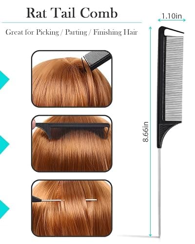 Peach Wood Boar Bristle Slick Back Hair Brush & Rat Tail Comb Set - Controls Frizz, Smooths Flyaways, Restores Shine - Creates Sleek Ponytails, Buns & Edge Control, Teasing for Women & Kids thumbnail 7