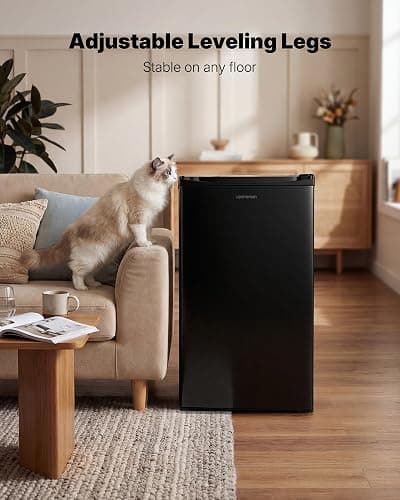 Upstreman 3.2 Cu.Ft Mini Fridge with Freezer, Black-BR321 | Adjustable Thermostat, Energy Saving, Low Noise, Reversible Door, Small Refrigerator for Dorm, Bedroom, Office thumbnail 8