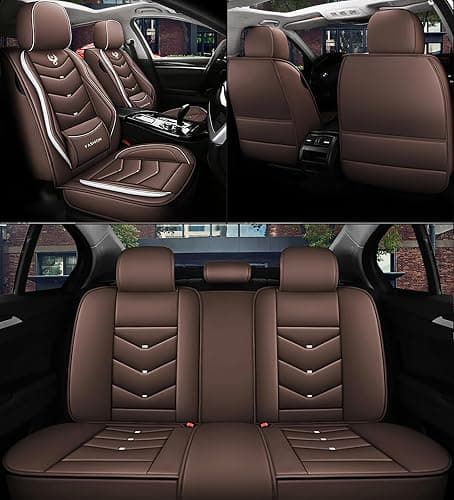 WeArkoTac 5 Seat Covers for Toyota Highlander 2010-2026 Leather Waterproof Breathable Car Seat Covers, Interior Accessories Seat Cover Cushion Airbag Compatible (Brown, Standard) thumbnail 2
