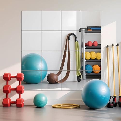 Ruomeng Home Gym Mirrors 12" x 12" x 16Pcs Wall Mounted Mirror Glass Frameless Full Length Mirror Tiles for Home Gym, Bedroom, Door & Bathroom thumbnail 3