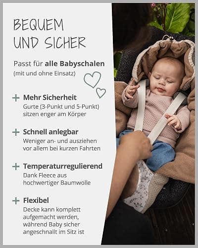 ULLENBOOM Einschlagdecke Babyschale, Ideal für Herbst und Winter, 100% OEKO-TEX Materialien, Floral Sand (Made in EU) - Babydecke für Kindersitz oder Kinderwagen, kuschelige Decke für Babys thumbnail 5