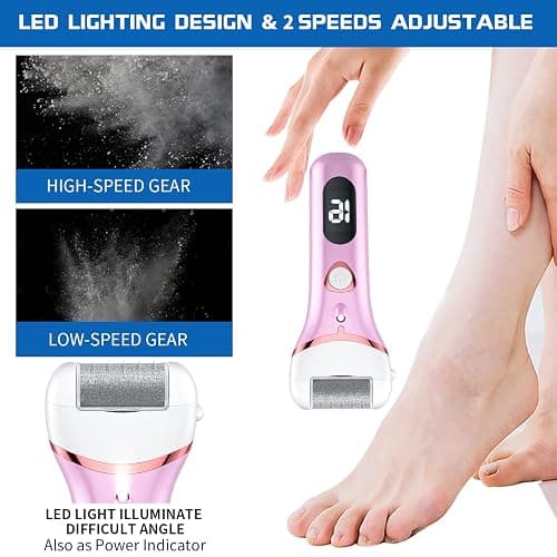 Electric Foot Callus Remover, Rechargeable Portable Electronic Foot File Pedicure Kits, Waterproof Foot Scrubber File, Professional Pedicure Tools, Foot Care for Dead Skin Ideal Gift, 3 Rollers thumbnail 2