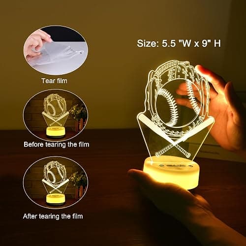 KYMELLIE Baseball Gifts Night Light for Kids-Sports Baseballs Decor Bedside Lamp for Baseball Fan, 14 Color with Remote Control/Buttons + Timer + Dim Function, Birthday Holiday Gift for Boys & Girls thumbnail 3
