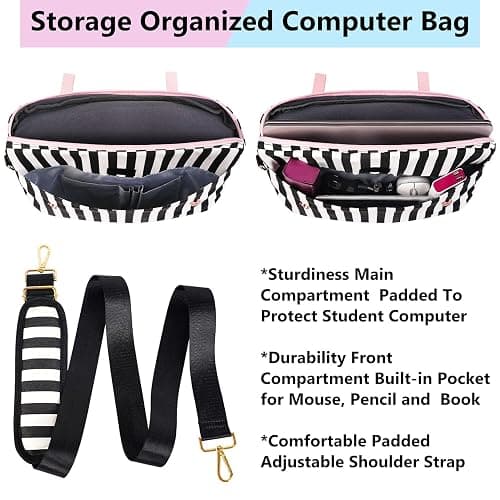 MATEIN Laptop Bag for Women, 17 inch Cute Computer Briefcase Laptop Carrying Case, Lightweight Messenger Sleeves Shoulder Work Tote Bag with Bow & RFID Pocket Gifts for College Office Business, Pink thumbnail 7