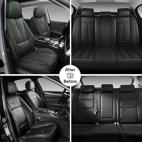 AutoSeatCovers Seat Covers for 95% of Subaru 2000-2024 Full Set/Black-Green | Premium Faux Leather Seat Cover Breathable Waterproof Sports Drive in Style,Easy to Install Seat Covers thumbnail 8