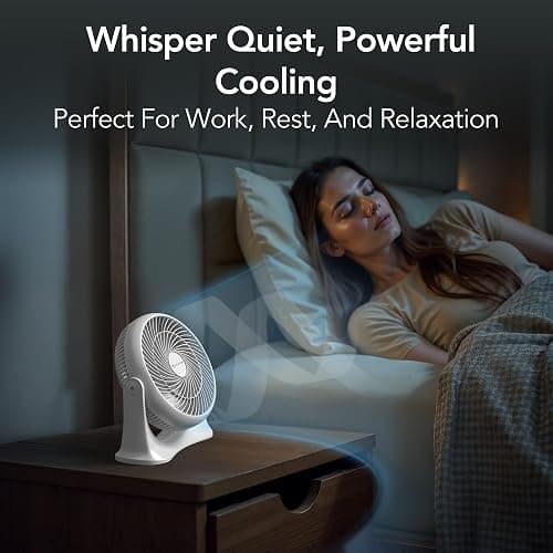Comfort Zone 11-Inch High-Velocity Tabletop Air Circulator Fan, Quiet Personal Fan with 3 Speeds & 90° Adjustable Tilt – Portable Desk Fan for Home, Bedroom, or Office, White thumbnail 7
