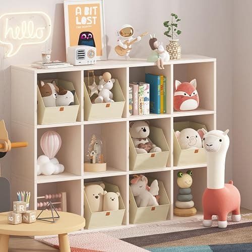 Homsorout Fabric Closet Storage Cubes - 6 Pack Square Storage Bins with Dual Handles for Clothes, Towels, Toys, Cube Storage Organizers for Bedroom, Nursery, Shelves, Closet, Small Spaces, Beige thumbnail 9
