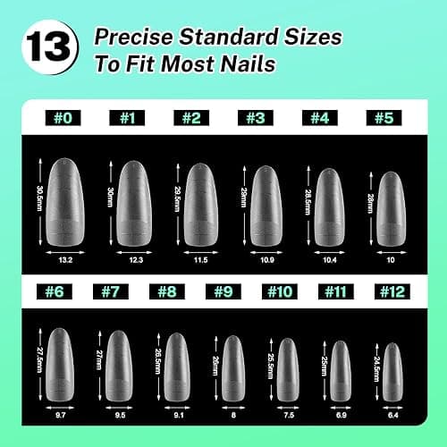 JODSONE Oval Fake Press on Nails Pre-shape Round Gel for Full Cover Acrylic Round Oval Full Nail Tips 12 Sizes 360Pcs for DIY at Home thumbnail 6