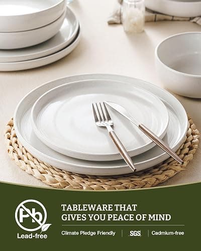 Famiware Milkyway Dinnerware Sets, 24 Piece Dish Set, Plates and Bowls Sets for 8, White thumbnail 8