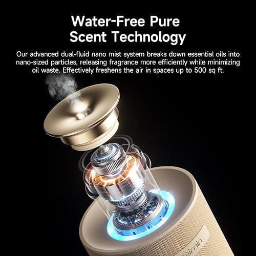 Waterless Essential Oil Diffuser for Home & Car, Cordless Portable Diffuser | Rechargeable 2-in-1 home/car mode switch, auto start-stop & adjustable scent. Fits 5/10/15ml bottles. Cream finish. thumbnail 4